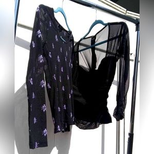Small 90’s Shirts - Tadashi & Karen Kane - Black & See-through Mesh